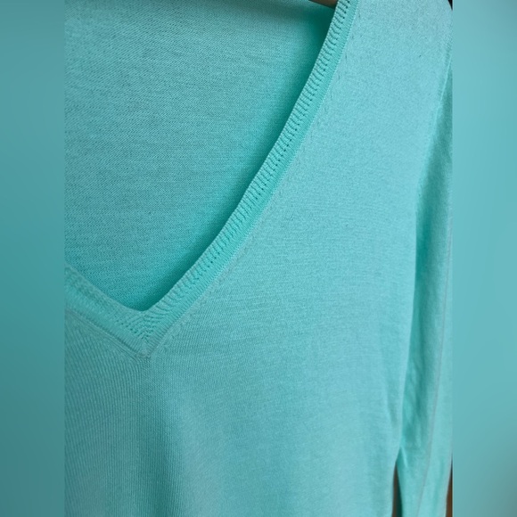 J.Crew Women’s Mint Green Preppy Cotton Knit V-Neck Sweater Small - Picture 3 of 9